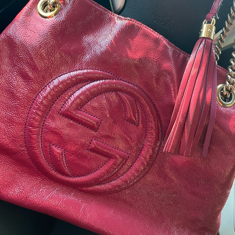 AUTHENTIC GUCCI SOHO  PINK PATENT LEATHER